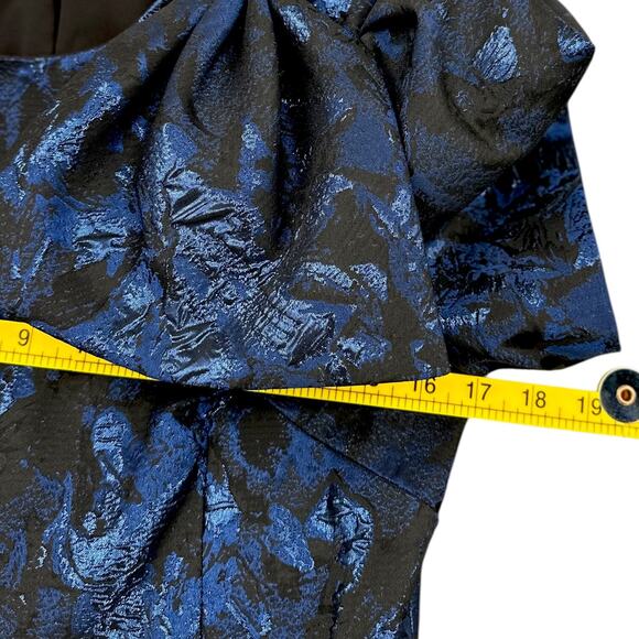 Rickie Freeman Teri Jon‎ Metallic Bow Short Sleeve Floral Cocktail Dress Size 6 - Picture 8 of 9